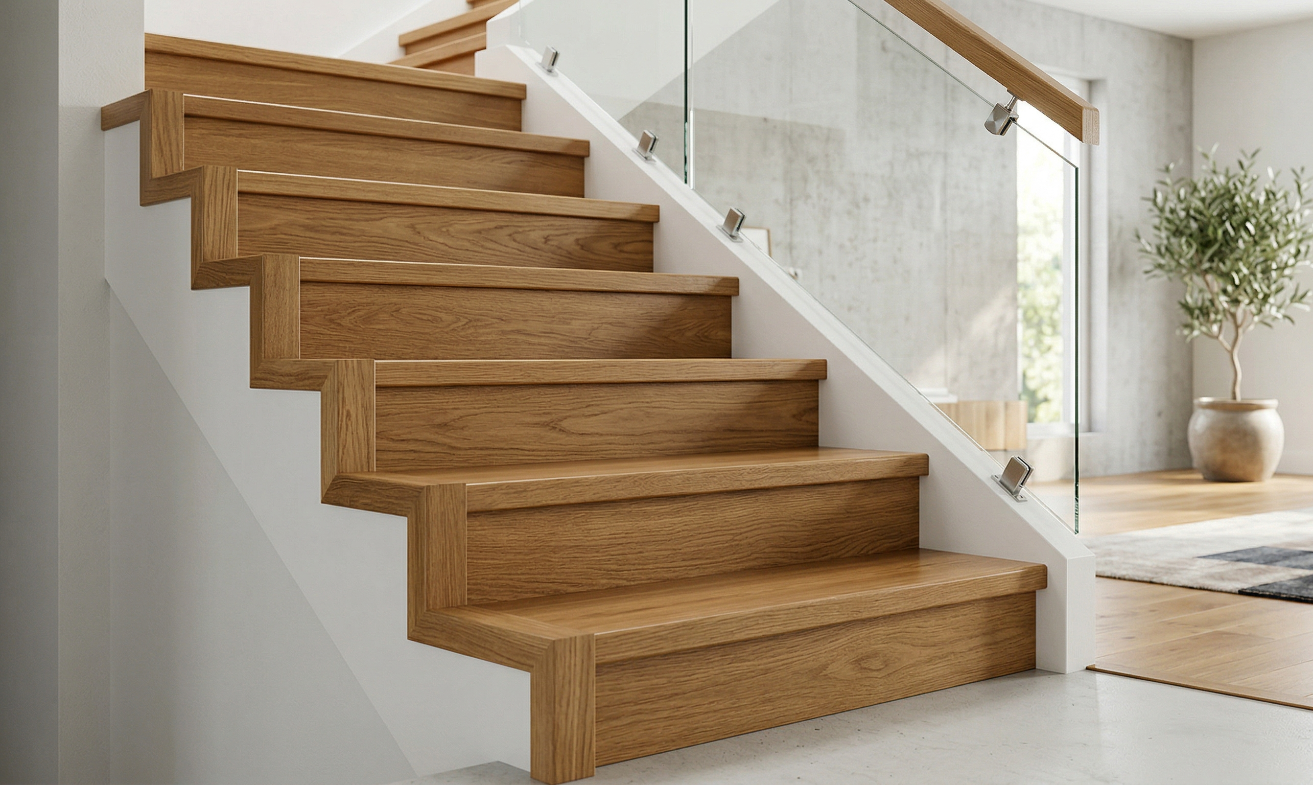 Escalier avec retour de marche massif